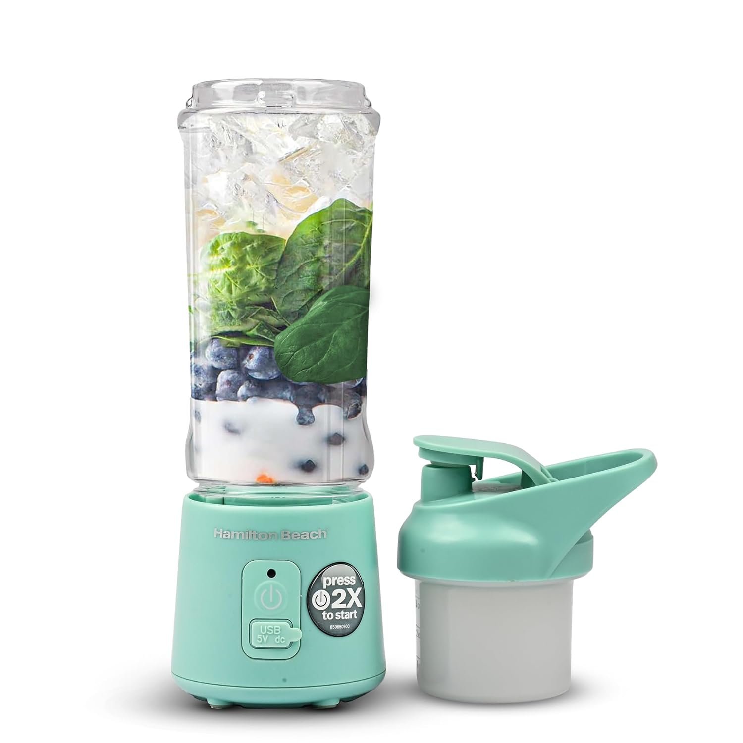 Hamilton Beach Portable Blender with Sipper Lid and Blade Guard, Portable Juicer, Smoothie Maker Blender, 450ml Food Grade Tritan Jar, Travel Blender for Smoothies, Milkshakes, Protien Shakes (Aqua) Hamilton Beach Portable Blender with Sipper Lid and Blade Guard, Portable Juicer, Smoothie Maker Blender, 450ml Food Grade Tritan Jar, Travel Blender for Smoothies, Milkshakes, Protien Shakes (Aqua)