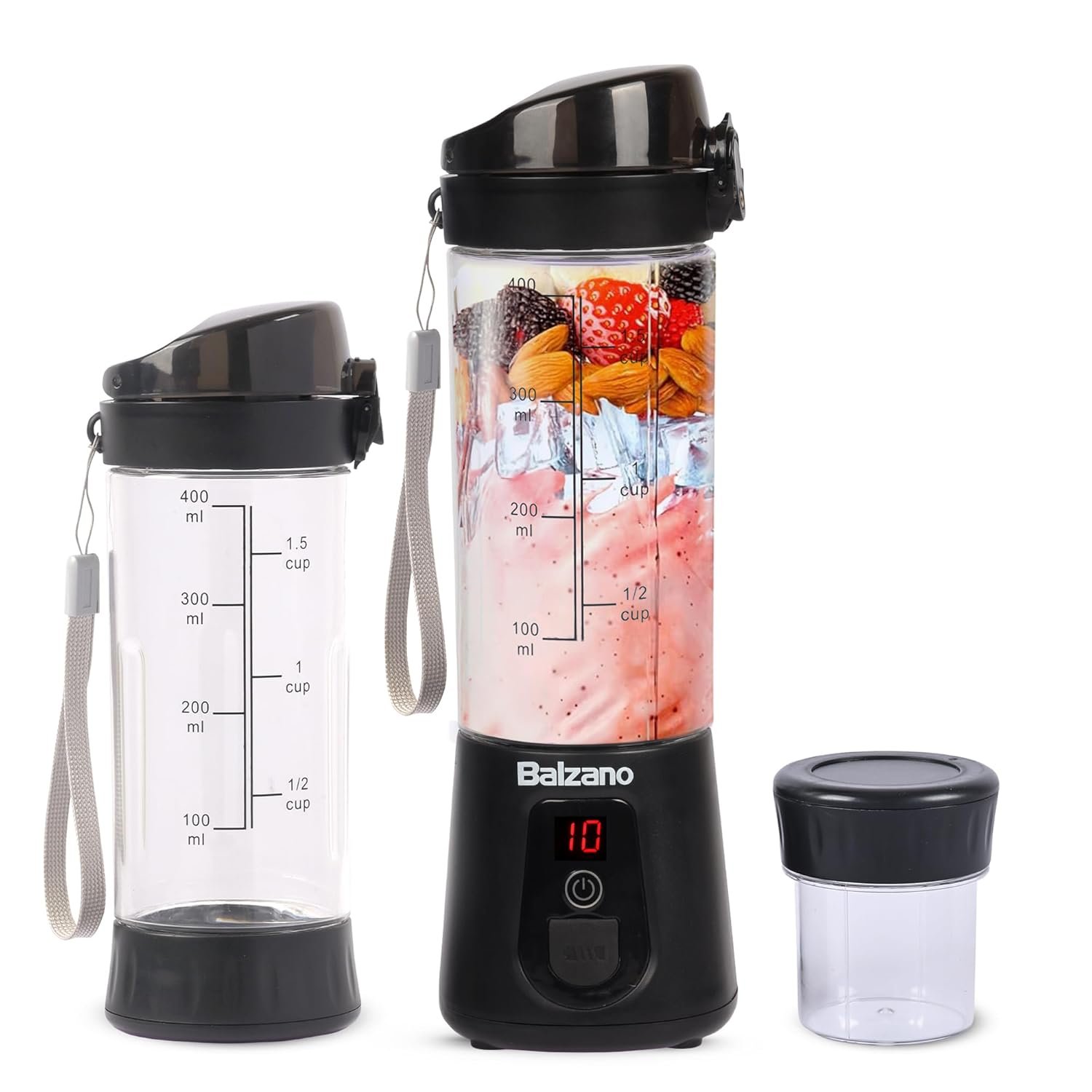 Balzano Portable Blender, Blender for Smoothie and Juices, Crush Ice, Make Baby Food, Smoothie Maker, Wireless Travel Blender, Portable Juicer (Black) Balzano Portable Blender, Blender for Smoothie and Juices, Crush Ice, Make Baby Food, Smoothie Maker, Wireless Travel Blender, Portable Juicer (Black)